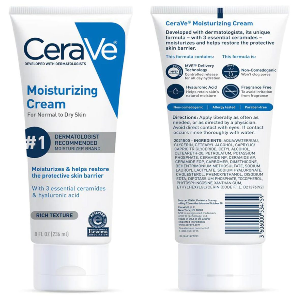 Cerave Moisturizing Cream For Normal To Dry Skin 236ml SKINCARE SHOP