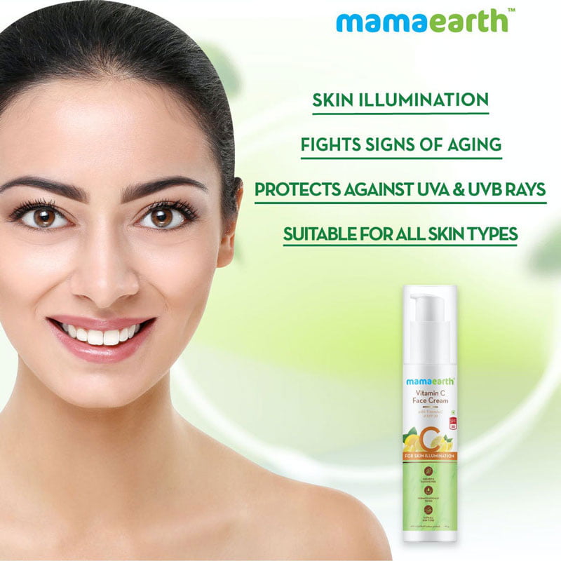 Mamaearth vitamin C face cream with vitamin C & SPF 20 for skin illumination in skincare shop