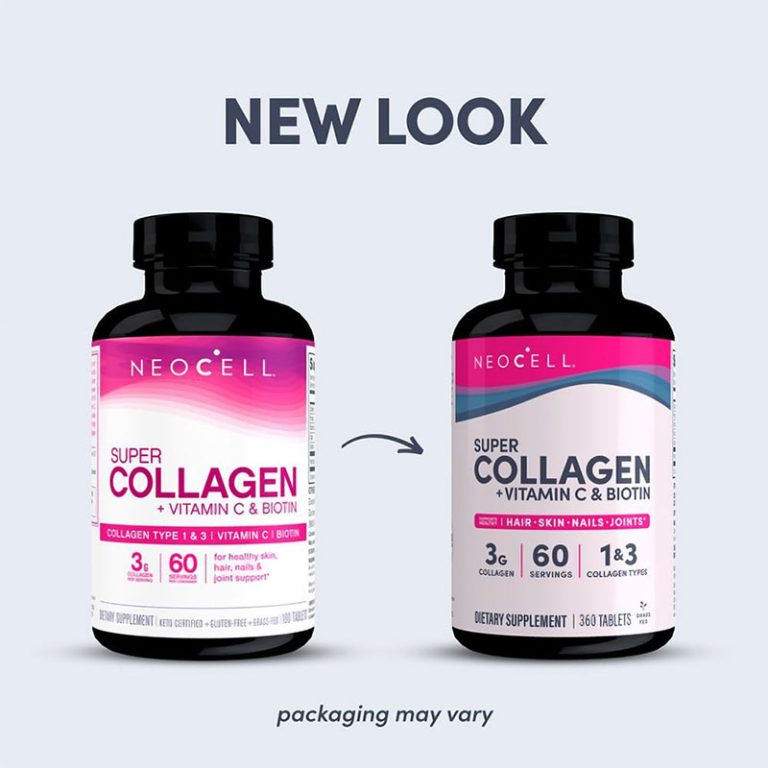 NeoCell - Super Collagen (Types 1 & 3) + Vitamin C And Biotin Tablets, 90 Ct