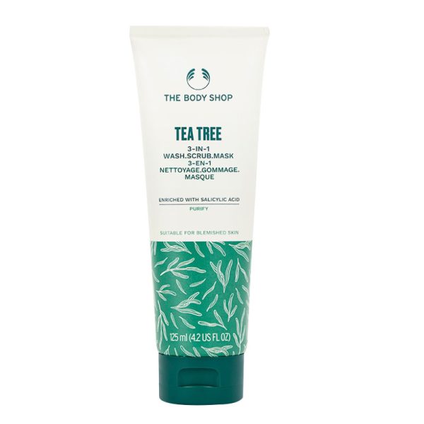 The Body Shop Tea Tree 3-in-1 Wash Scrub Mask - 125ml, Made with Tea Tree Oil