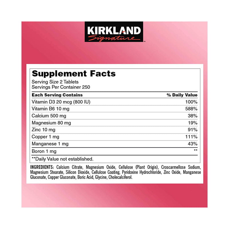 Kirkland Signature Calcium Citrate Magnesium and Zinc With Vitamin D3- 500 Tablets