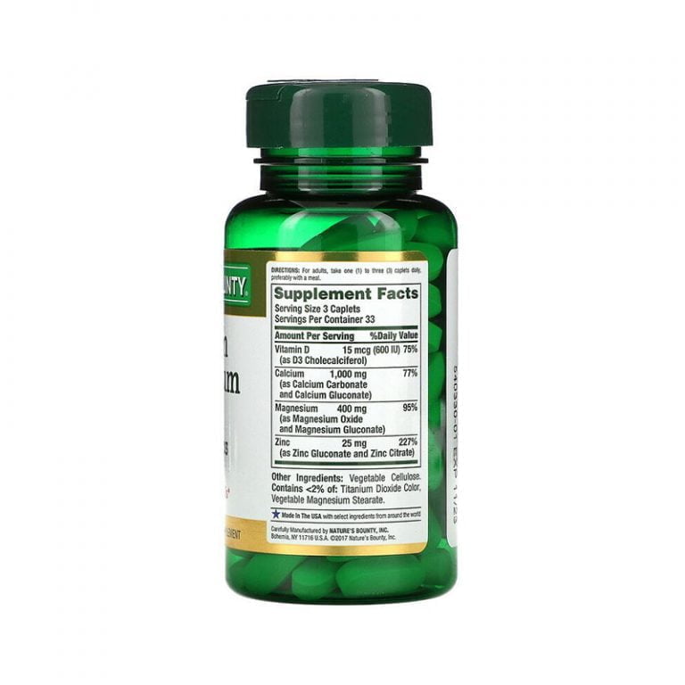 Nature's Bounty Calcium Magnesium Zinc with Vitamin D3 - 100 Coated Caplets