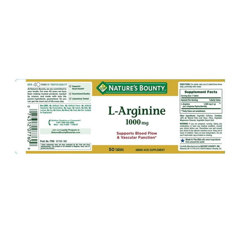 Nature's Bounty L-Arginine 1000 mg - 50 Tablets