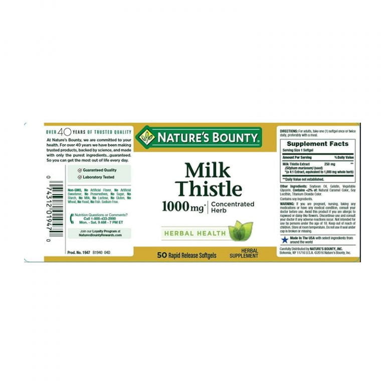 Nature's Bounty Milk Thistle 1000mg - 50 Softgels