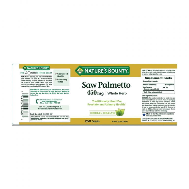 Nature's Bounty Saw Palmetto 450mg - 250 Capsules