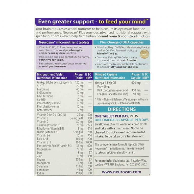 Vitabiotics Neurozan Plus - 28 Tablets & 28 Capsules