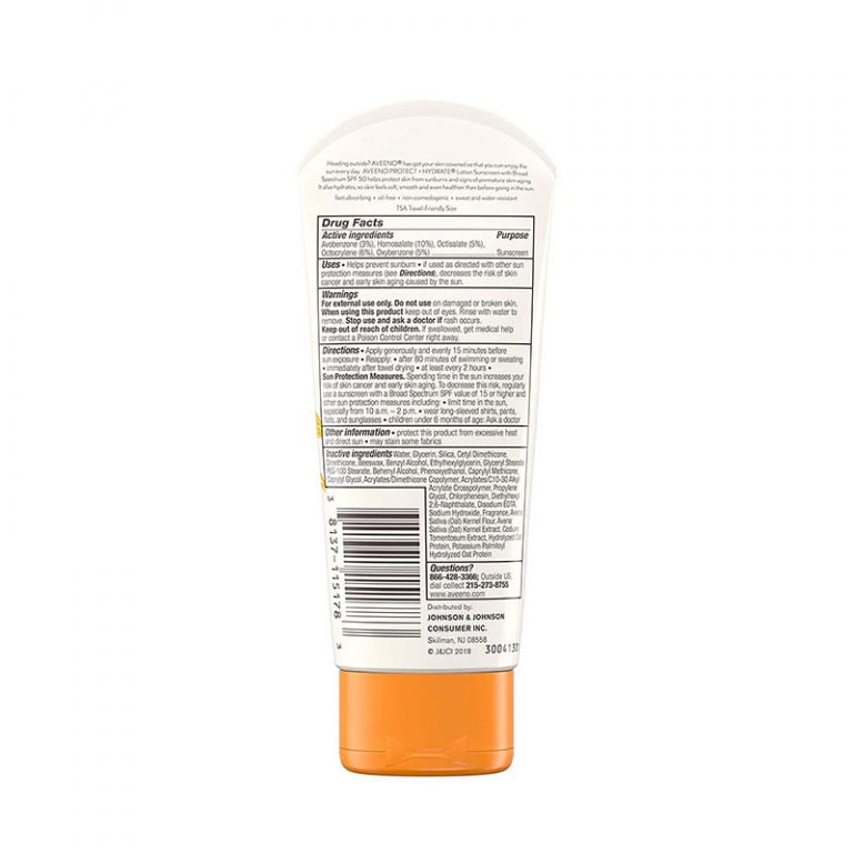 Aveeno Protect + Hydrate Sunscreen Lotion, SPF 50 - 85gm
