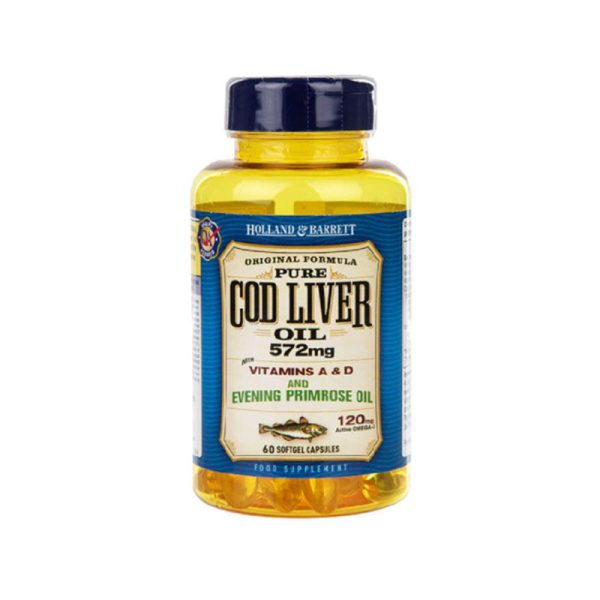 Holland & Barrett Cod Liver Oil with Evening Primrose 572mg – 60 Capsules