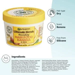 Garnier Ultimate Blends Hair Food Banana 3-In-1 Dry Hair Mask Treatment - 390ml