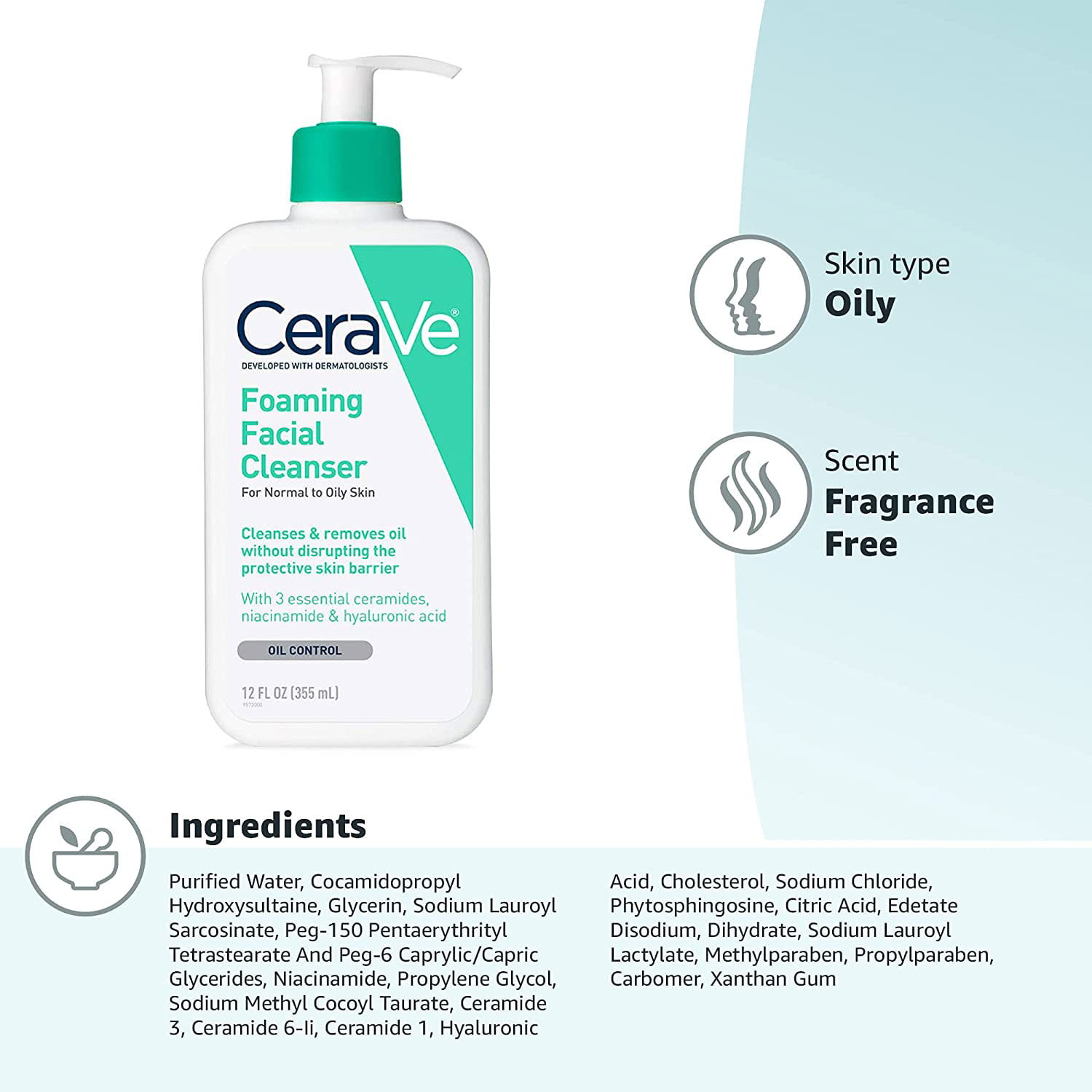 Cerave Foaming Facial Cleanser - 355ml - SKINCARE SHOP