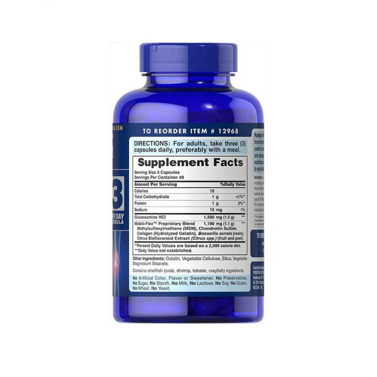 Puritans Pride Double Strength Glucosamine, Chondroitin & Msm Joint Soother 120 Tablets