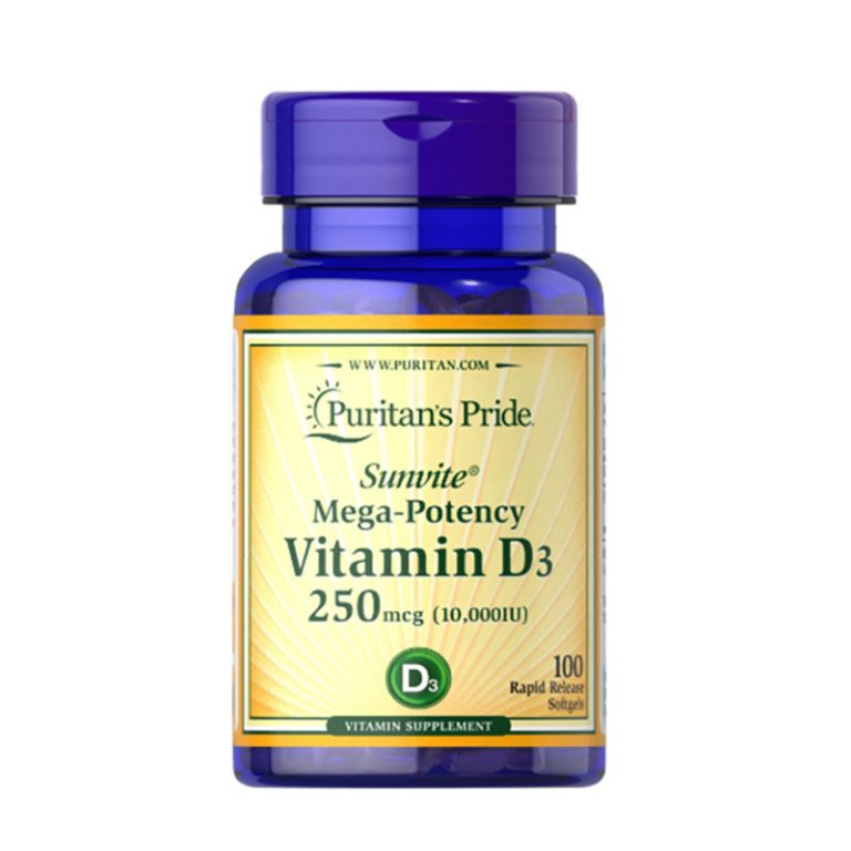 Puritan’s Pride Vitamin D3 250mcg (10000 IU) 100 Softgels