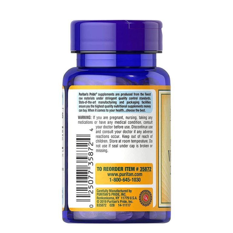 Puritan’s Pride Vitamin D3 250mcg 10000IU 100 Softgels