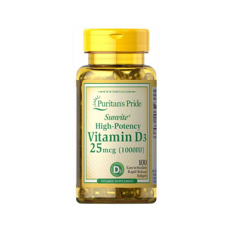 Puritan’s Pride Vitamin D3 25mcg (1000 IU) 100 Softgels
