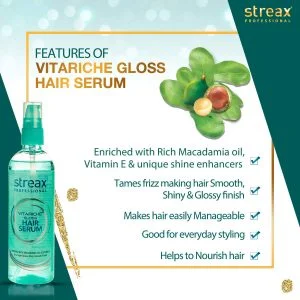 Streax Vitariche Gloss Hair Serum - 100ml