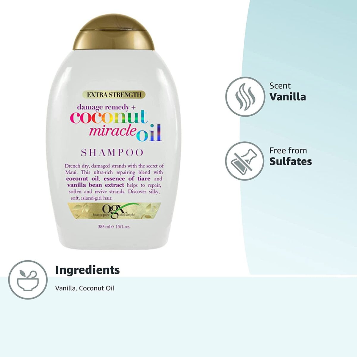 OGX Coconut Miracle Oil Shampoo 385ml SKINCARE SHOP