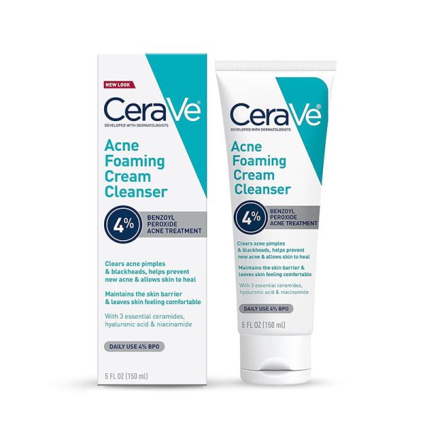 CeraVe Acne Foaming Cream Cleanser with 4% Benzoyl Peroxide - 150ml