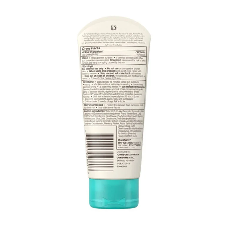 Aveeno Kids Continuous Protection Sensitive Skin oxide Sunscreen Brad Spectrum SPF 50 (88ml)