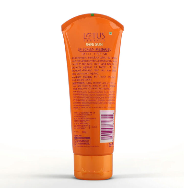 Lotus Herbals Safe Sun UV Screen Matte Gel PA+++ SPF 50 UVB (100gm)