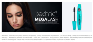 Technic Mega Lash Water Resistant Mascara - 12ml