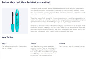 Technic Mega Lash Water Resistant Mascara - 12ml