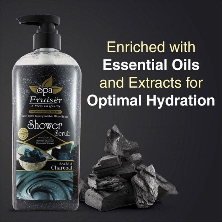 Fruiser Spa Shower Scrub Charcoal Sea Mud - 730ml