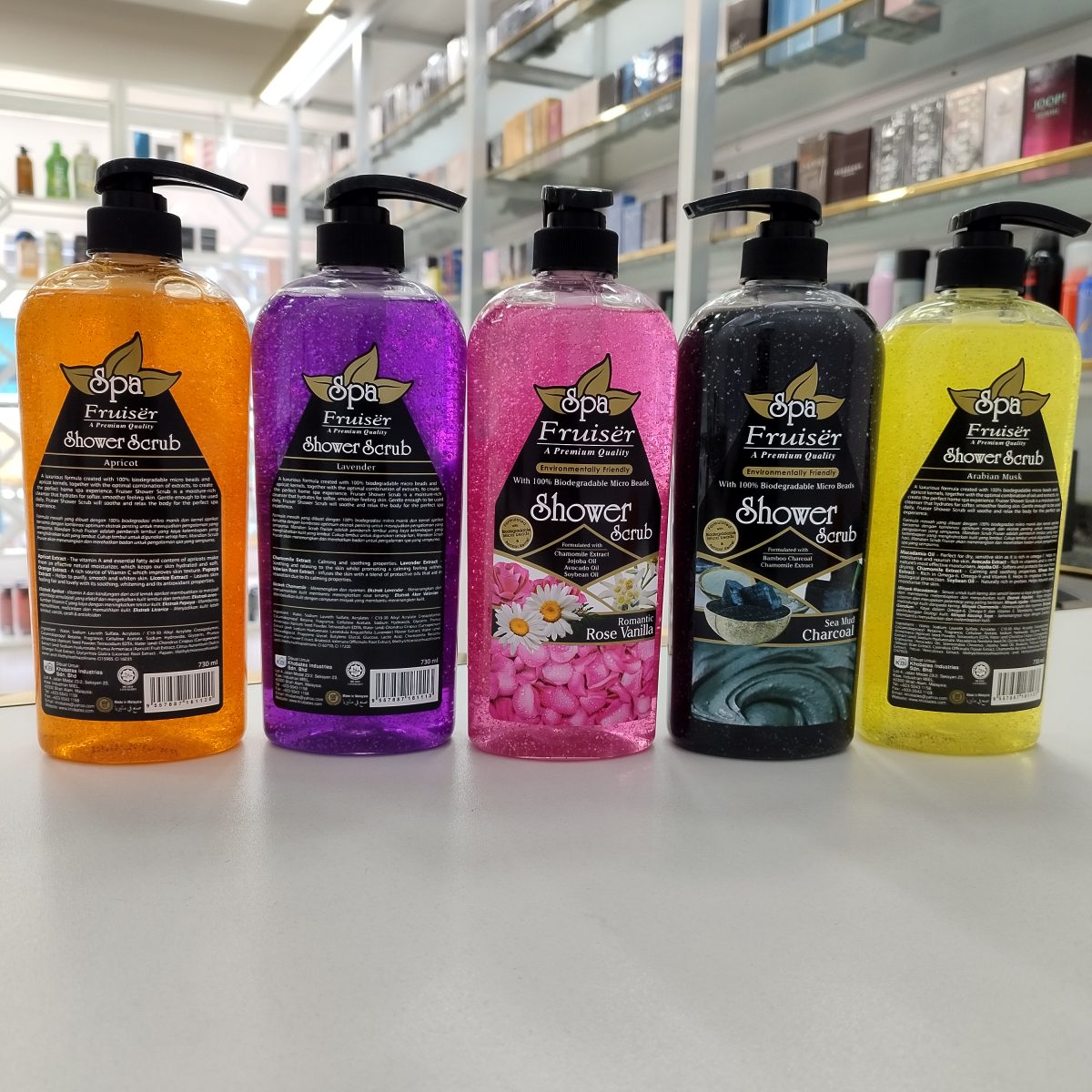 Fruiser Spa Rose Vanilla Shower Scrub - 730ml - Image 2