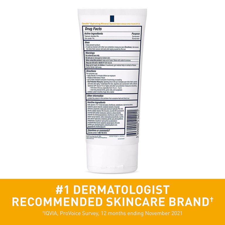 CeraVe Hydrating Mineral Body Sunscreen Broad Spectrum SPF 50 (150ml)