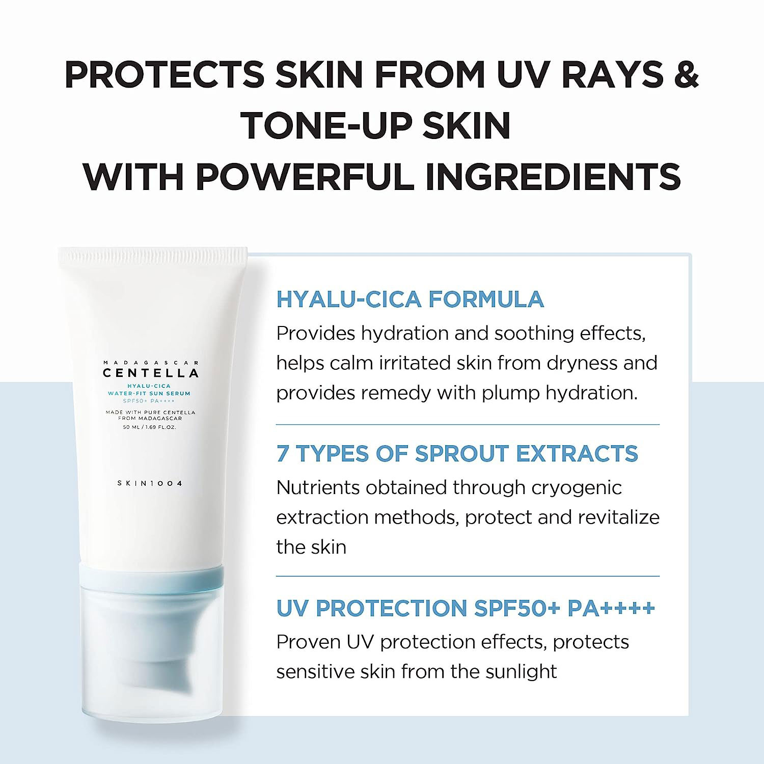 SKIN1004 HYALU-CICA WATER-FIT SUN SERUM SPF50+ PA++++ 50ml - SKINCARE SHOP