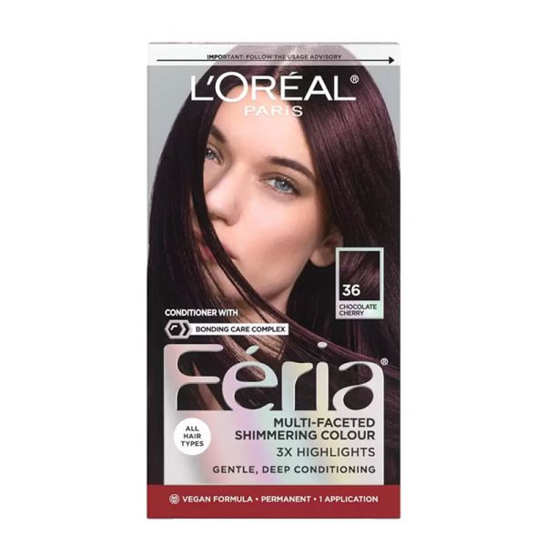 L'Oreal Paris Feria Multi-Faceted Shimmering Permanent Hair Color Chocolate Cherry 36