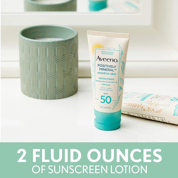 Aveeno Positively Mineral Sunscreen For Sensitive Skin SPF 50 (88ml)