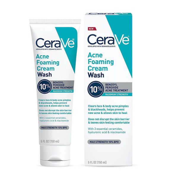 CeraVe Acne Foaming Cream Wash with 10% Benzoyl Peroxide - 150ml