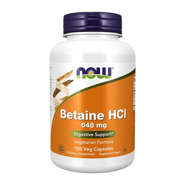 NOW Betaine HCl 648 mg - 120 Veg Capsules