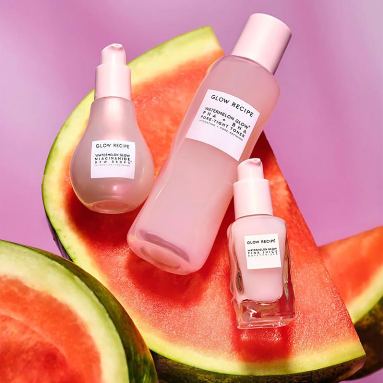 Glow Recipe Dewy Skin Goals Holiday Kit – Watermelon Glow Niacinamide Dew Drops (40ml) – PHA+AHA Pore-Tight Toner (150ml) – Pink Juice Face Moisturizer (25ml)