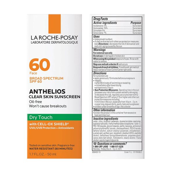 LA Roche-Posay Anthelios Clear Skin Oil Free Sunscreen SPF60 (50ml)
