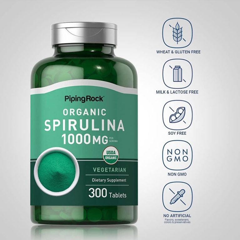 Piping Rock Organic Spirulina 1000mg - 300 Tablets