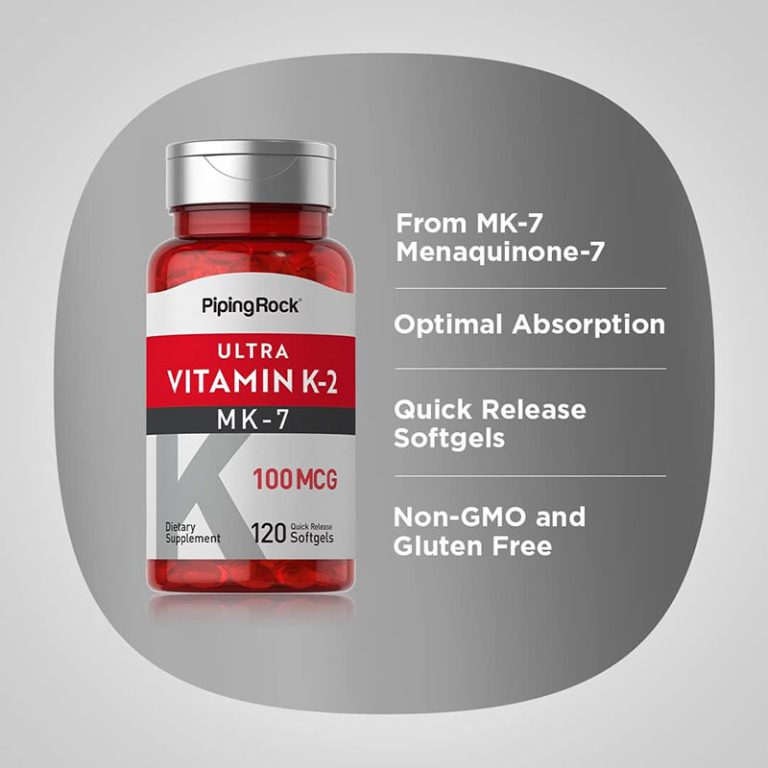 Piping Rock Vitamin K2 MK7 100 mcg - 120 Softgels