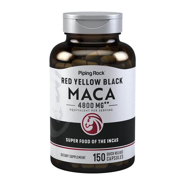 PipingRock Red Yellow Black Maca 4800mg - 150 Capsules