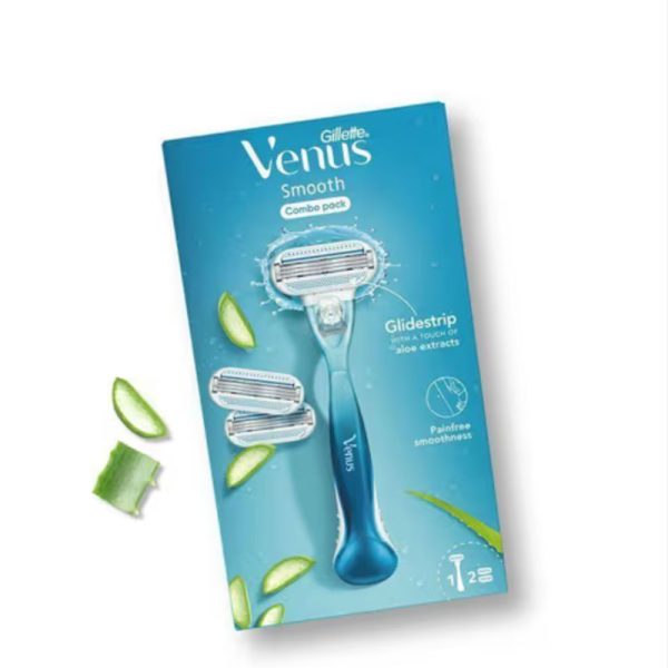 GILLETTE VENUS RAZOR WITH ALOE EXTRACT & 2 REFILLS COMBO PACK