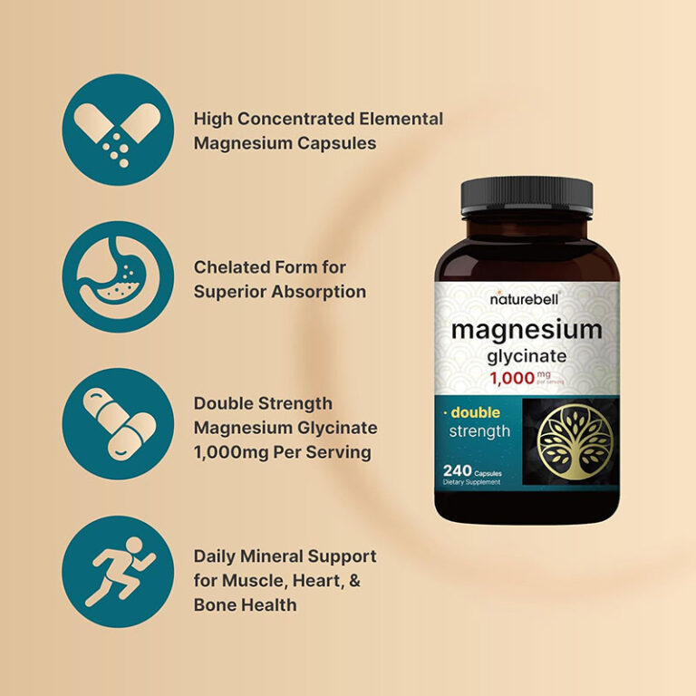 NatureBell Magnesium Glycinate Capsules 1000mg – 240 Capsules