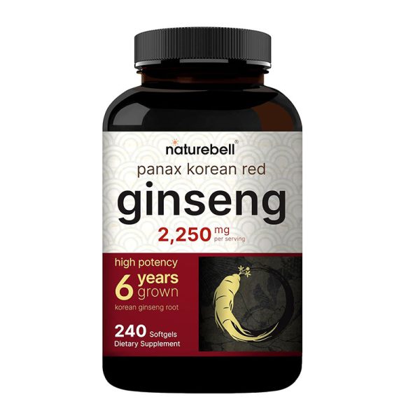 NatureBell Panax Korean Red Ginseng 2250mg - 240 Softgels