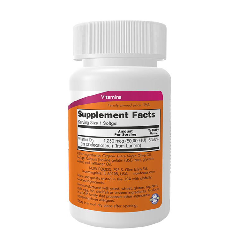 NOW Foods Vitamin D-3 50000 IU – 50 Softgels