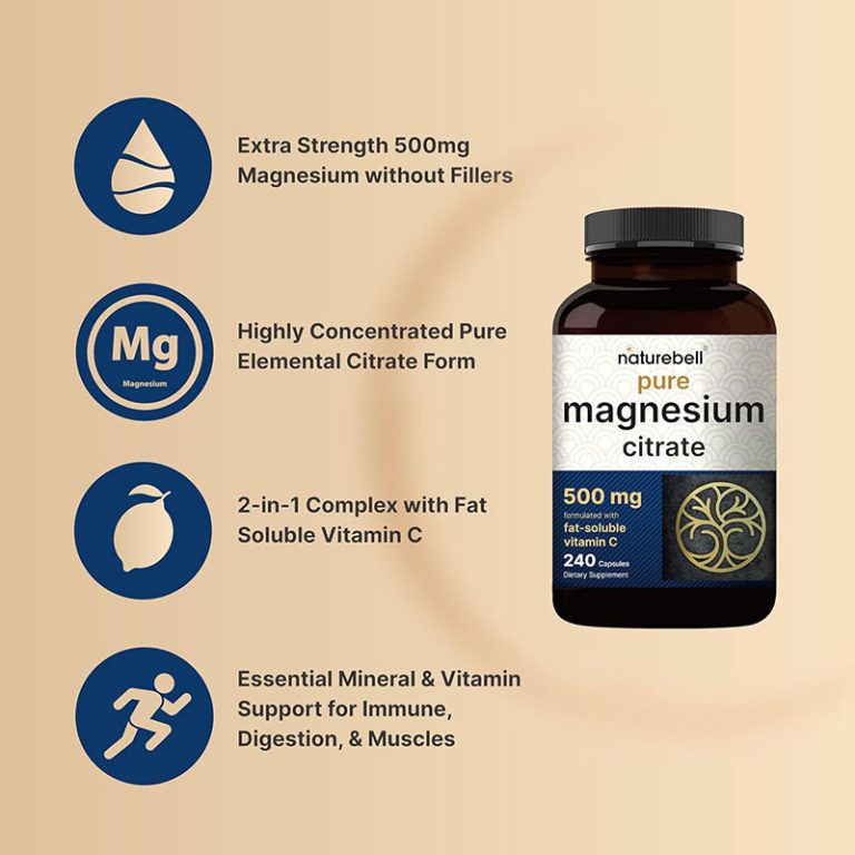 NatureBell Pure Magnesium Citrate 500mg - 240 Capsule