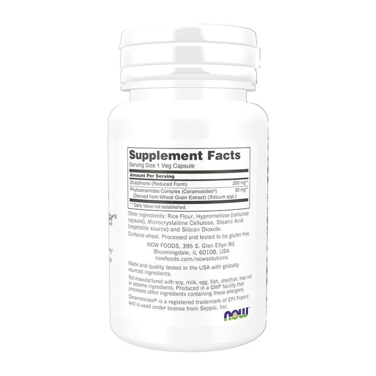 Now Glutathione Skin Brightener with Ceramosides 30 Capsules
