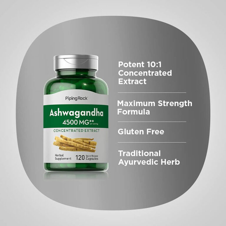 Piping Rock Ashwagandha Capsules 4500mg - 120 Count