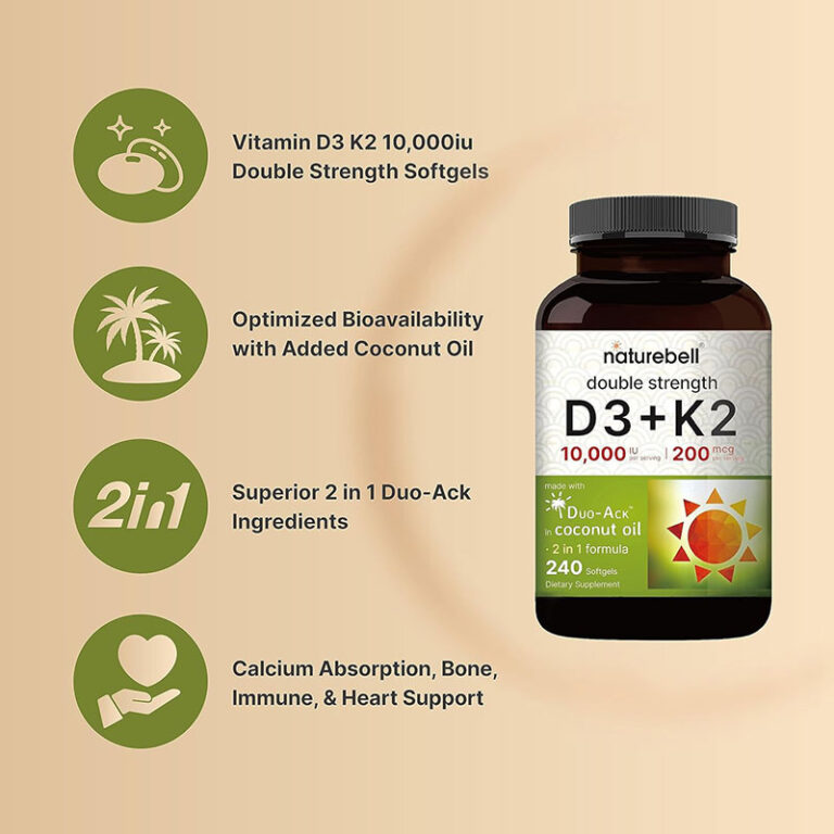 NatureBell Vitamin D3 K2 - 240 Softgels