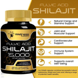 Wellness Labs RX Liposomal Shilajit + Fulvic Acid 15000mg Ultra Strength – 120 Capsules