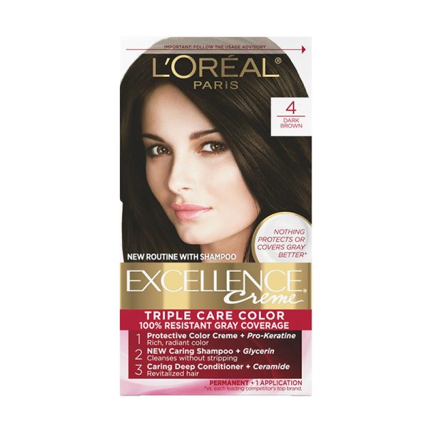 L'Oreal Paris Excellence Creme Permanent Hair Color Dark Brown 4