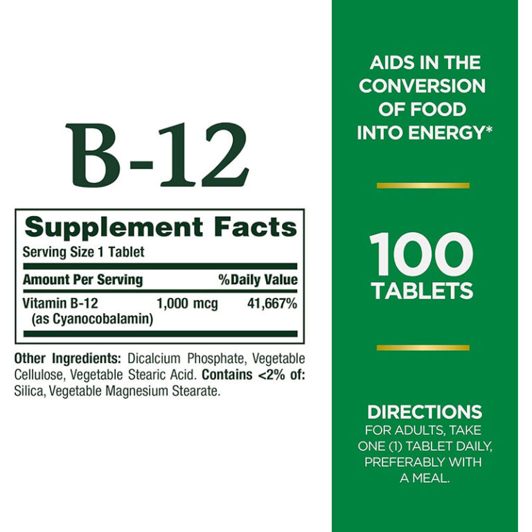 Nature’s Bounty Vitamin B-12 1000mcg – 100 Tablets