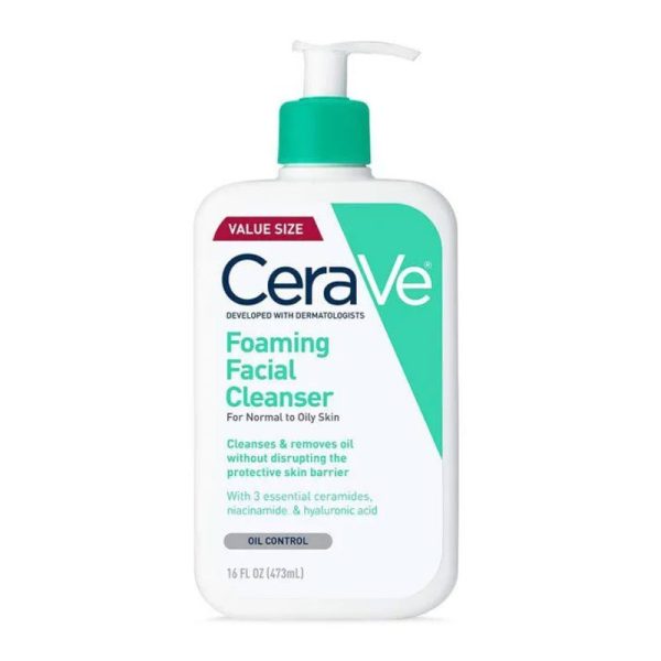 Cerave Foaming 𝐅𝐚𝐜𝐢𝐚𝐥 𝐂𝐥𝐞𝐚𝐧𝐬𝐞𝐫 For Normal To Oily Skin - 473ml (Made in USA)